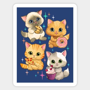 Cute Retro Kittens with Cupcakes, Cookies and More Magnet